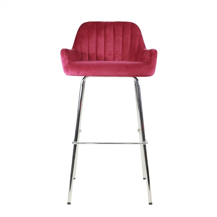 Kerusi Bar Penutup Fabrik Kaki Logam Ergonomik Moden Untuk Sarapan Pagi