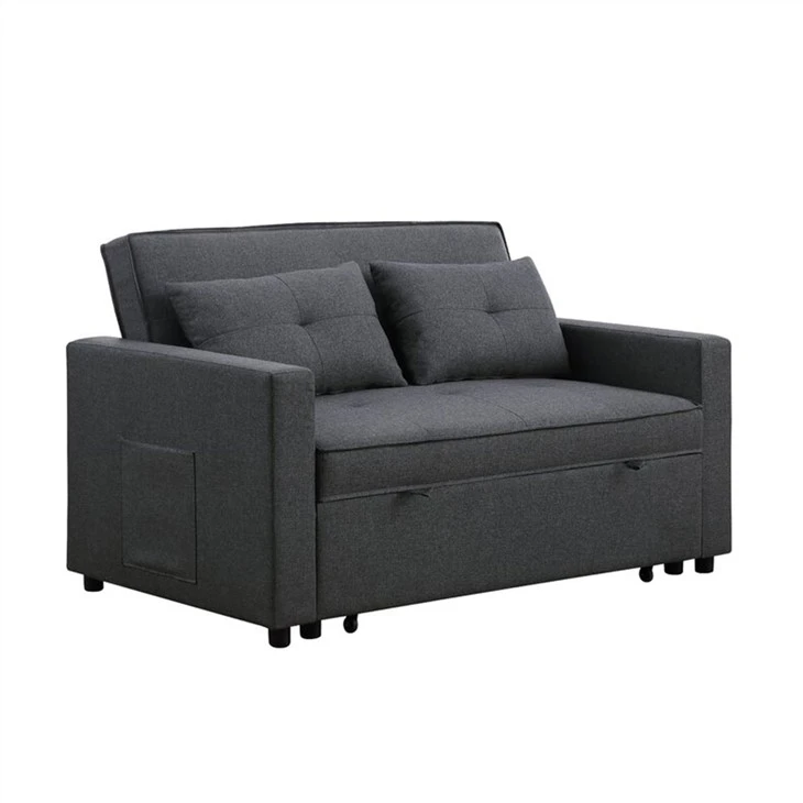 Katil Sofa Futon Tufed Rakan Kongsi Linen Upholsteri