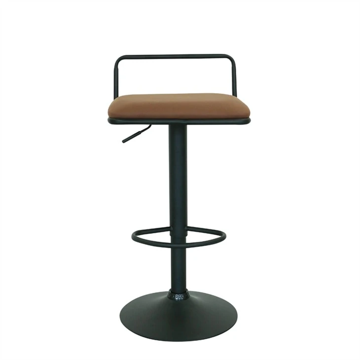 Ketinggian boleh laras Barstool Square Seat Metal PU Swivel Bar Kerusi