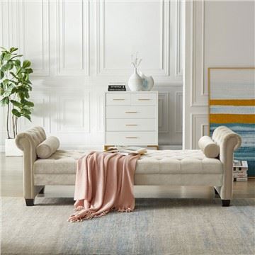 Katil Sofa Lengan Bergulung Baldu Bangku