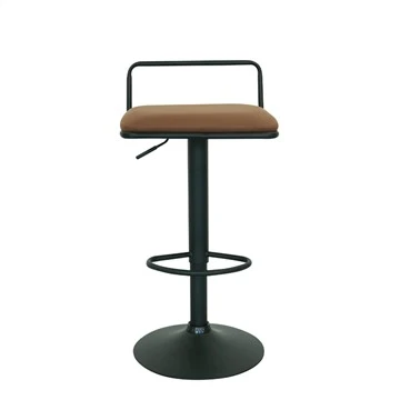 Ketinggian boleh laras Barstool Square Seat Metal PU Swivel Bar Kerusi