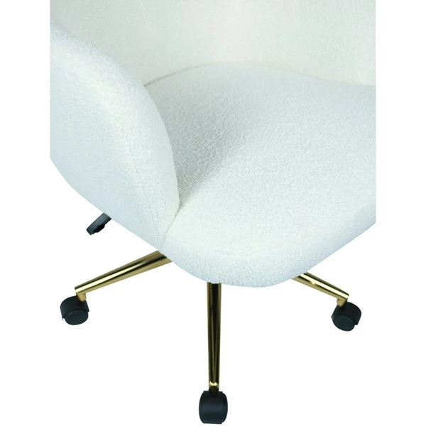 Home Office Chair With Armrest White Cashmere Fabric