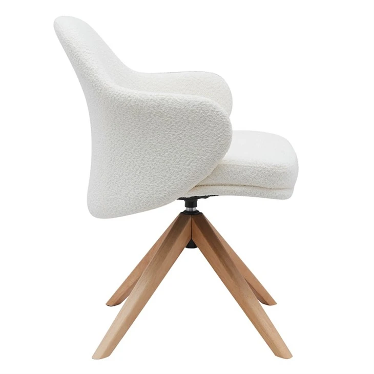 Partner Dining Chair Teddy Velvet Fabric Cover With Wooden Seat