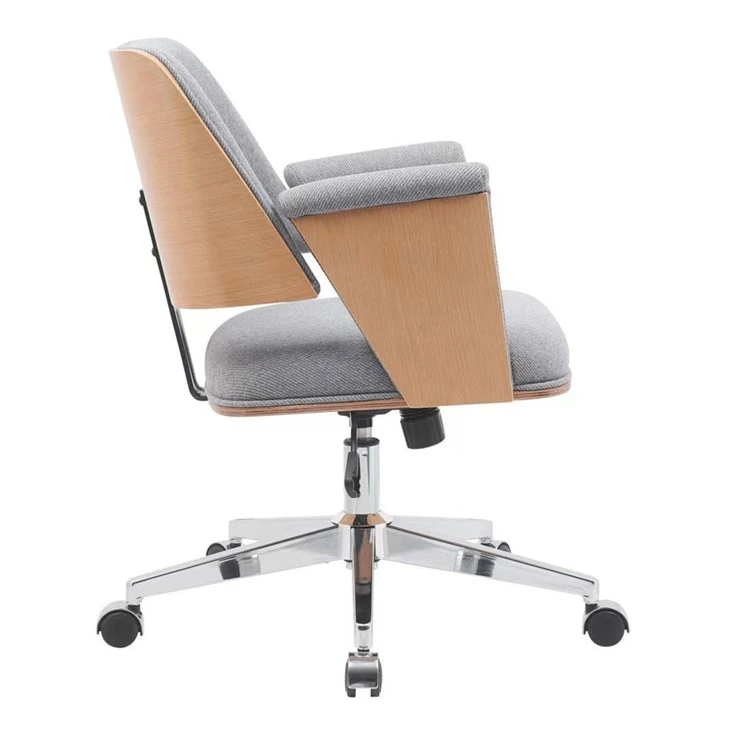 Partner New Model Modern Home Office Chair Bent Wooden Base And Fabric Cover With Revolving Feature Monica